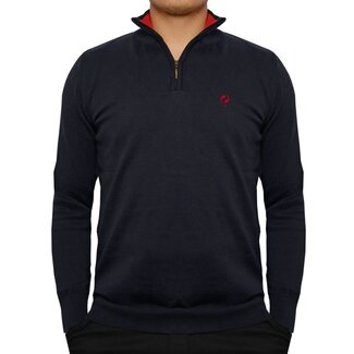 Q1905 Heren Pullover Stoke - Deep Navy / Chinese Red