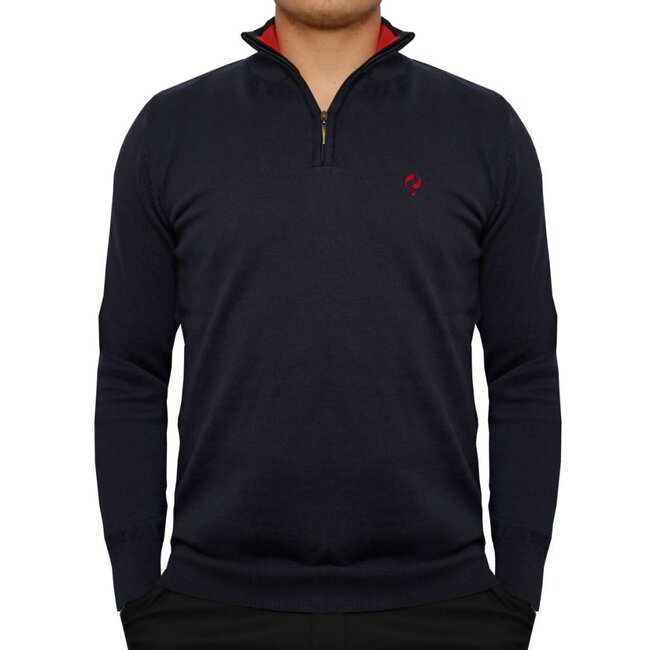 Q1905 Heren Pullover Stoke - Deep Navy / Chinese Red