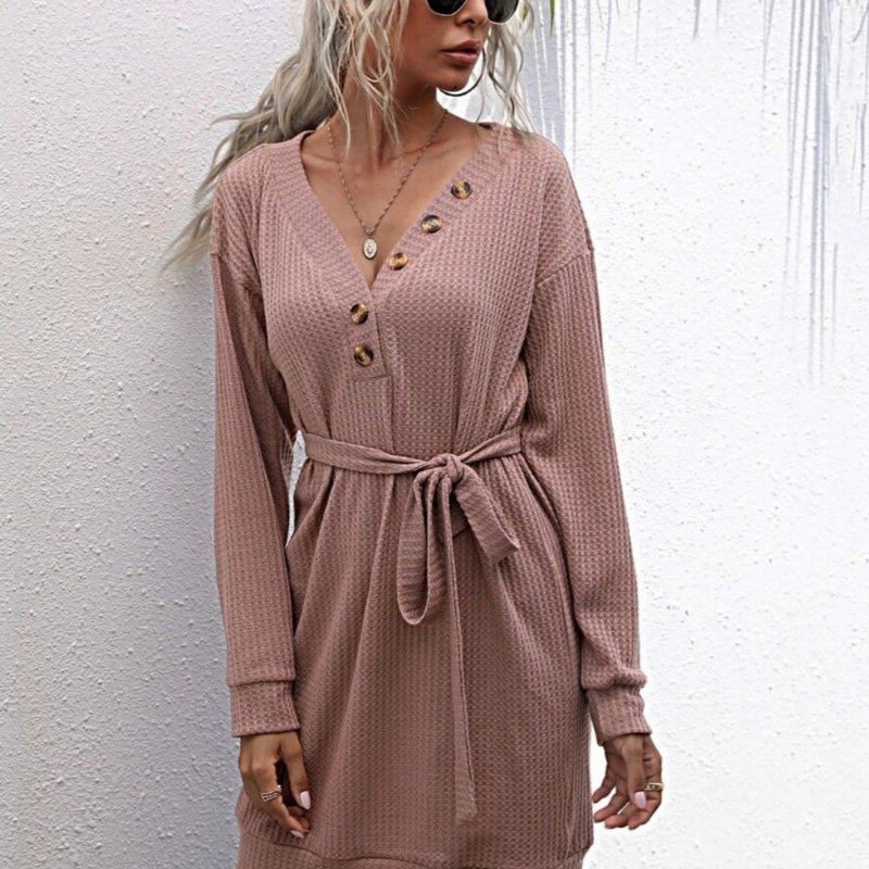 Nude Button Dress