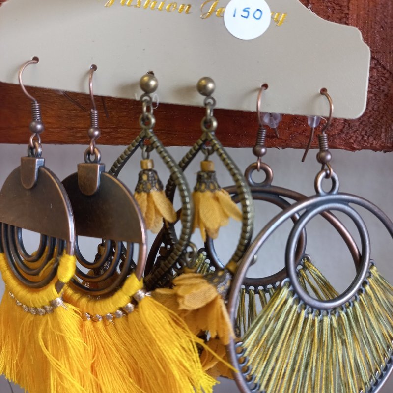 Yellow tassel earings