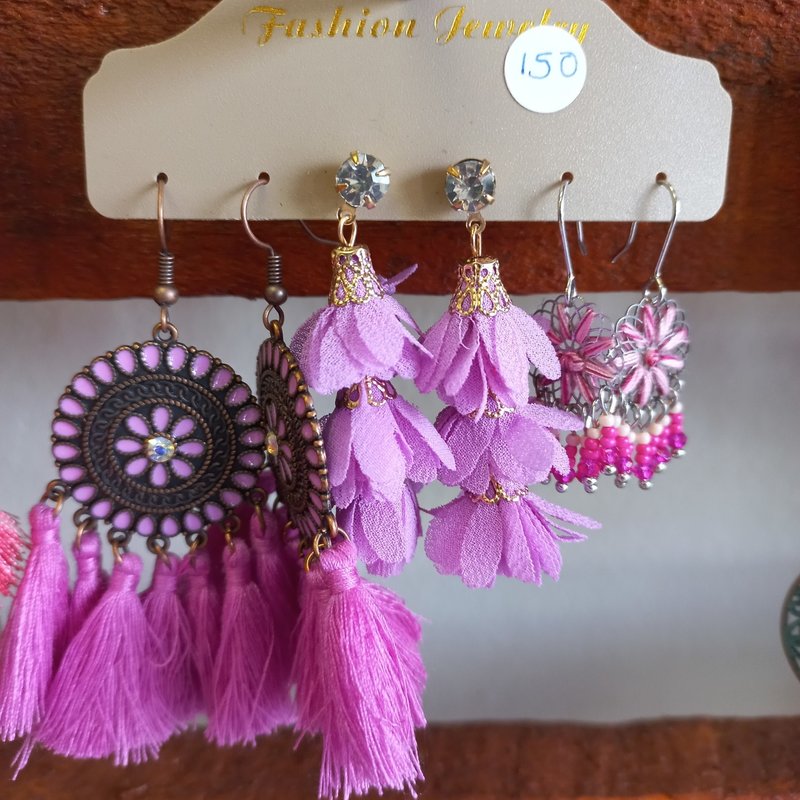 Pink Flower Earings