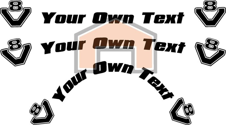 je eigen tekst met v8 logo