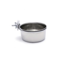 RVS voerbak / Waterbak voor vogels Ø7 cm met schroefbevestiging