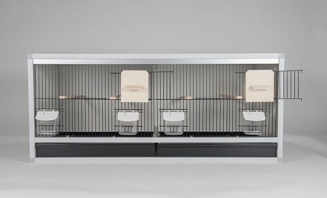Tweedelige aluminium broedkooi voor kanaries met kunststof nesten Tweedelige aluminium broedkooi voor kanaries met kunststof nesten