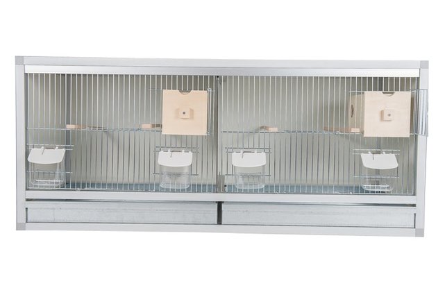 Aluminium broedkooi 100 cm breed 2 vakken met tropen nestlade Aluminium broedkooi 100 cm breed 2 vakken met tropen nestlade