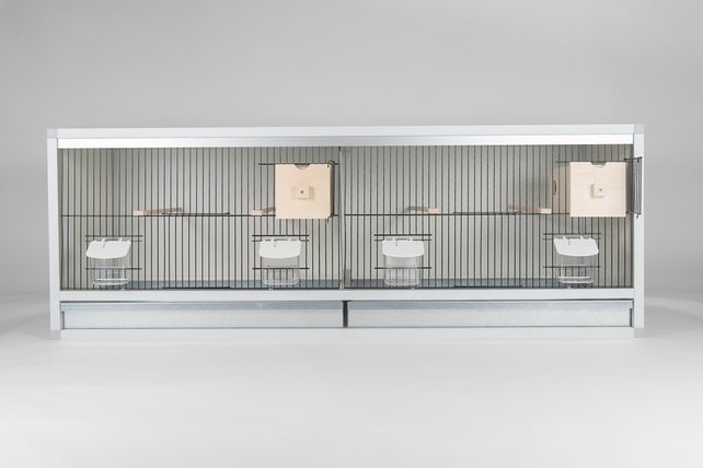 Aluminium broedkooi 120 cm breed 2 vakken met tropen nestlade