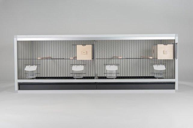 Aluminium broedkooi 120 cm breed 2 vakken met tropen nestlade