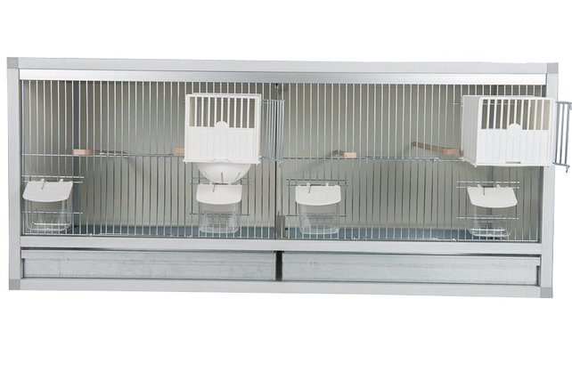 Aluminium broedkooi 100 cm breed 2 vakken met keizersnestkasten