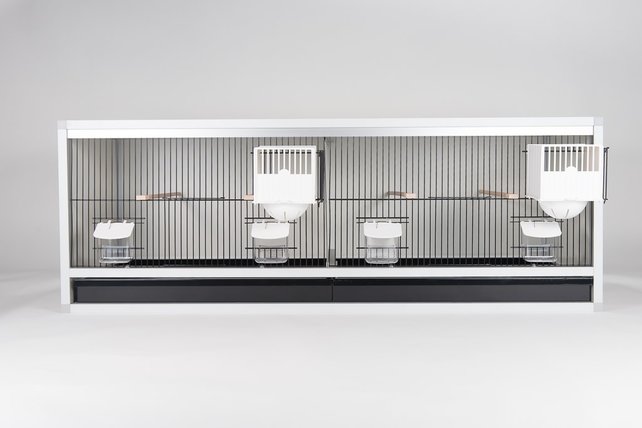 Aluminium broedkooi 100 cm breed 2 vakken met keizersnestkasten