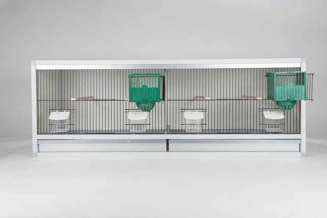 Aluminium broedkooi 100 cm breed 2 vakken met keizersnestkasten