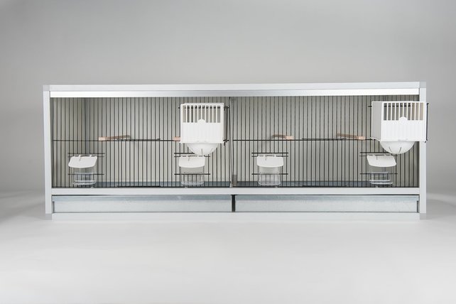 Aluminium broedkooi 100 cm breed 2 vakken met keizersnestkasten