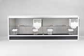 Aluminium broedkooi 120 cm breed 2 vakken met keizersnestkasten Aluminium broedkooi 120 cm breed 2 vakken met keizersnestkasten