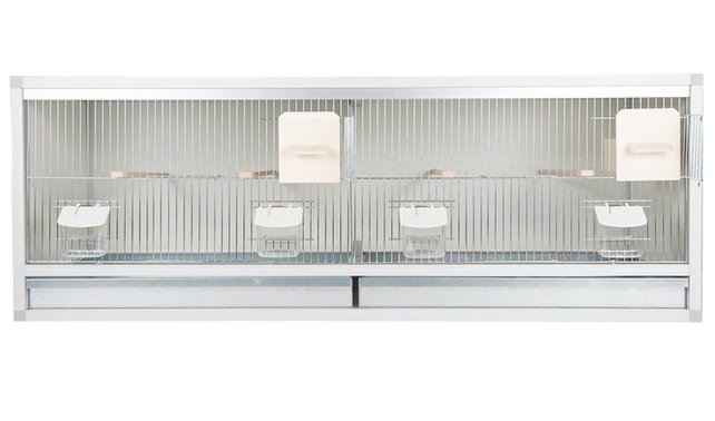 Aluminium broedkooi 120 cm breed 2 vakken met kanarienestlade Aluminium broedkooi 120 cm breed 2 vakken met kanarienestlade