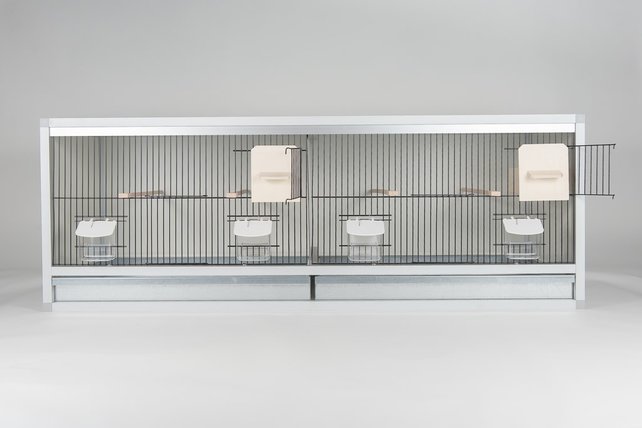 Aluminium broedkooi 120 cm breed 2 vakken met kanarienestlade Aluminium broedkooi 120 cm breed 2 vakken met kanarienestlade