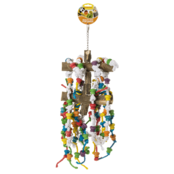 Houten zitstok met touwknopen Houten zitstok met touwknopen