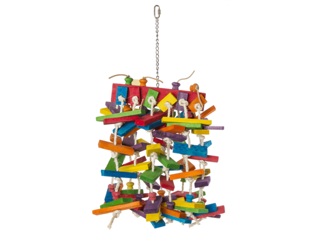 Vogelspeelgoed met houten blokjes Vogelspeelgoed met houten blokjes