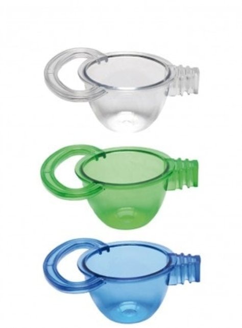 Blauw eivoerbakje met zitring Blauw eivoerbakje met zitring