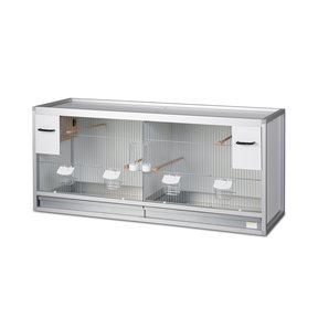 Aluminium broedkooi 120/40/53cm twee hokken met gouldamadine nestkasten