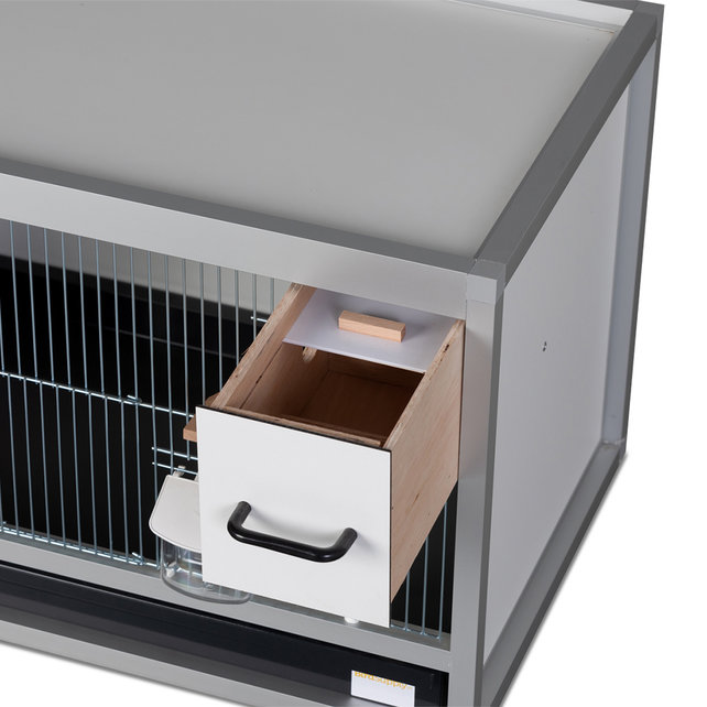 Aluminium broedkooi 60 cm breed met vinken nestkast