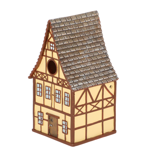 Vogelhuisje Duits vakwerkhuis geel