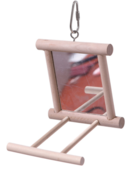 Vogelspeelgoed houten spiegel met zitstok