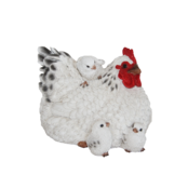 Liggende kip met kuikens