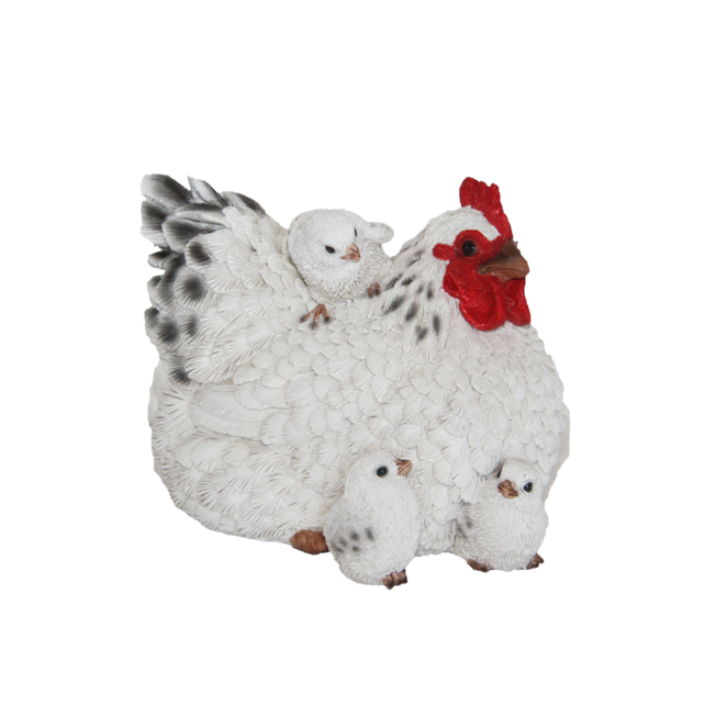 Liggende kip met kuikens