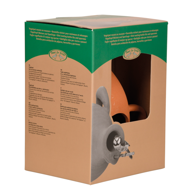 Vogelpot kruik mezen en mussen Vogelpot kruik mezen en mussen