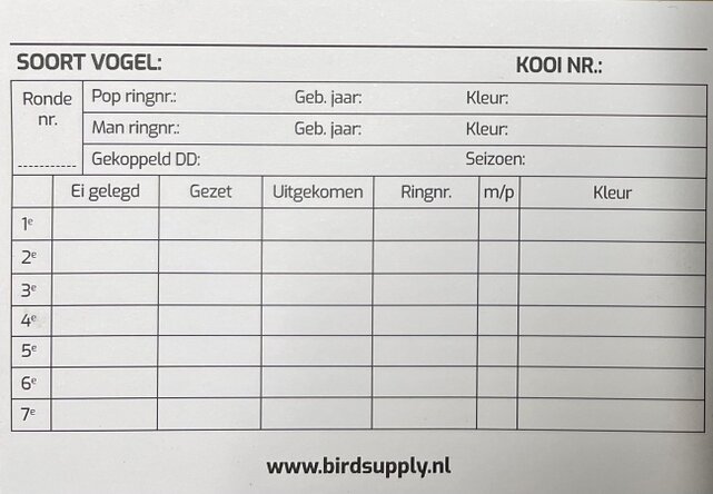 Kweekkaart voor vogels | Onmisbaar voor iedere vogelhobbyist