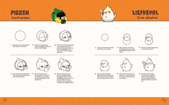 Kawaii vogels tekenen