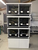Stelling kunststof broedkooien met fotoprint en ledverlichting