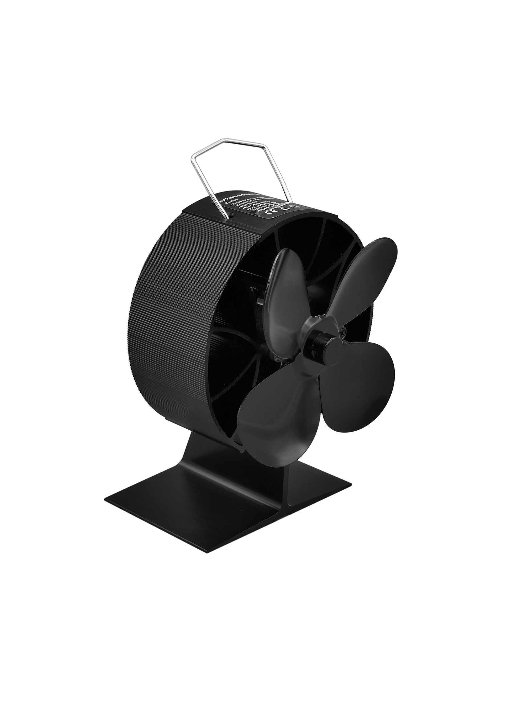 Eco Fan Haardventilator met 4 bladen rond model geschikt voor gietijzeren houtkachel en gaskachels -