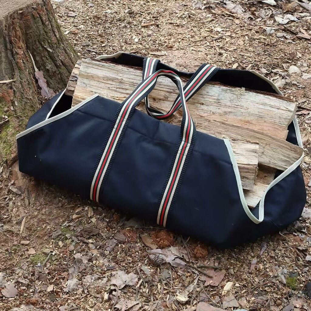 WOLFF MOUNT Wolff Mount Haardhout Tas Blauw – Stevige Canvas Draagtas voor Haardhout, Sprokkelhout en Houtblokken – 72 x 45 cm