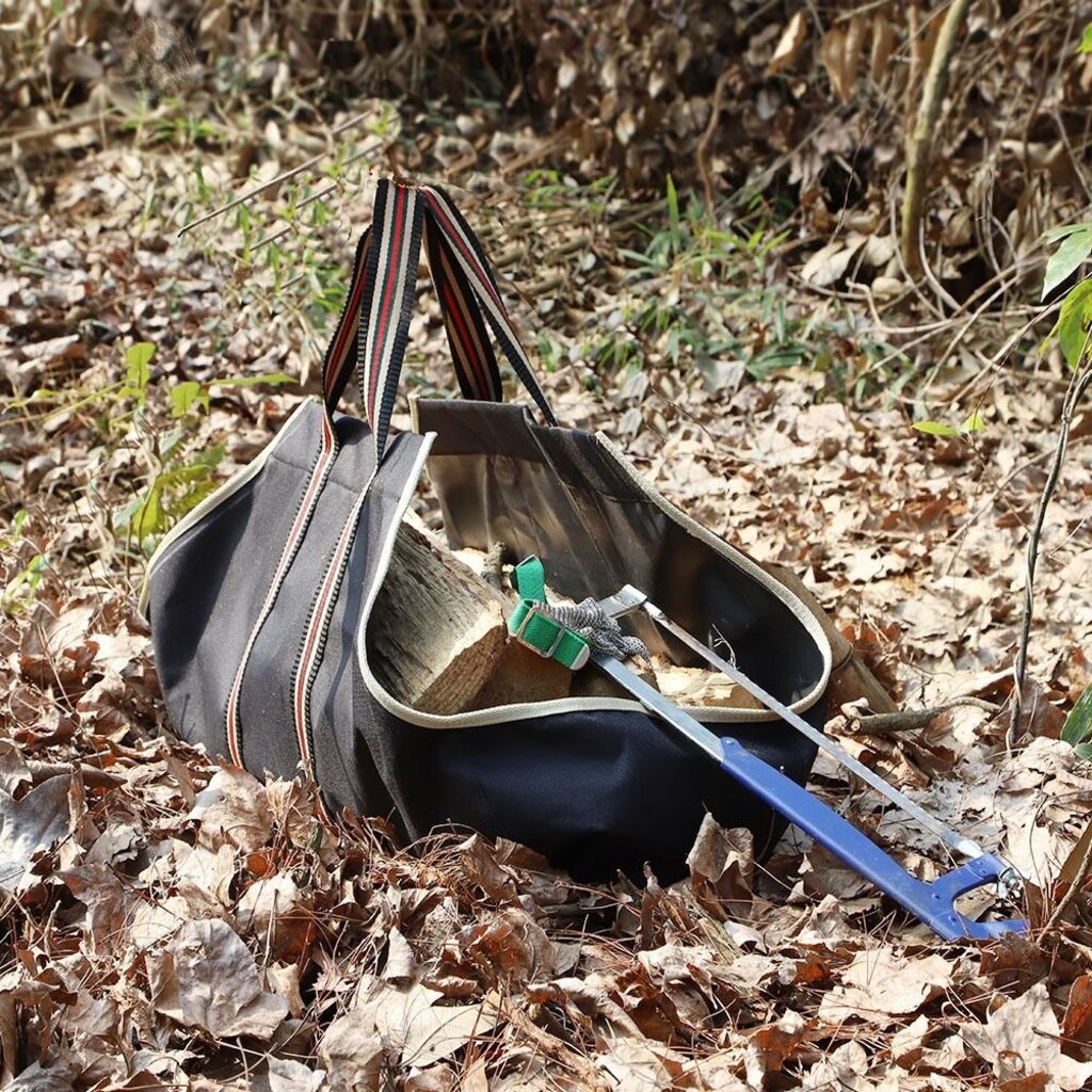 WOLFF MOUNT Haardhout draagtas van canvas materiaal blauw