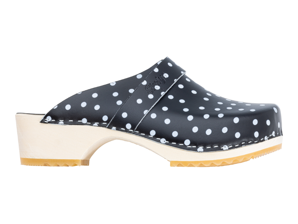 Skolys W-320.00 klompen zwart + witte stippen