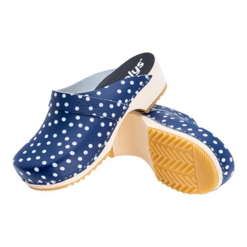 Skolys W-320.10 klompen blauw + witte stippen