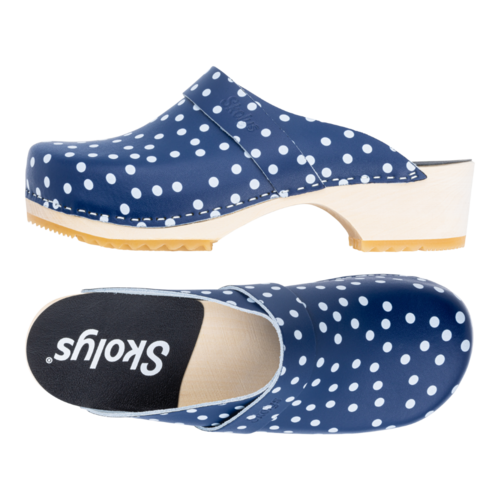 Skolys W-320.10 klompen blauw + witte stippen