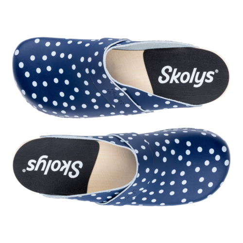 Skolys W-320.10 klompen blauw + witte stippen