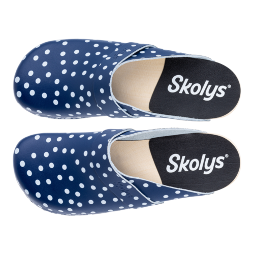 Skolys W-320.10 klompen blauw + witte stippen