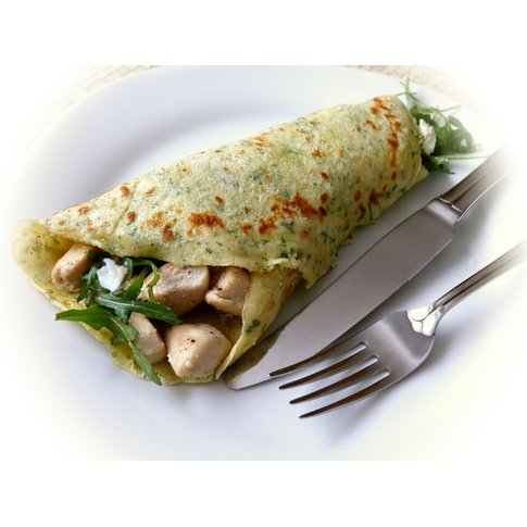 Pfannenbrot mit Hühnerfleisch