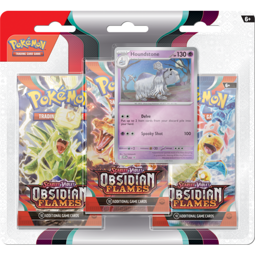 The Pokémon Company Pokemon Scarlet & Violet Obsidian Flames 3-Booster Blister Houndstone The Pokémon Company Pokemon Scarlet & Violet Obsidian Flames 3-Booster Blister Houndstone