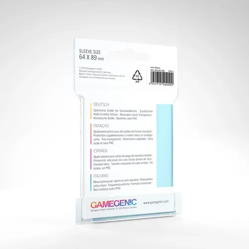 Gamegenic Gamegenic - Inner Sleeves Standard Sized - Clear (100 Sleeves)