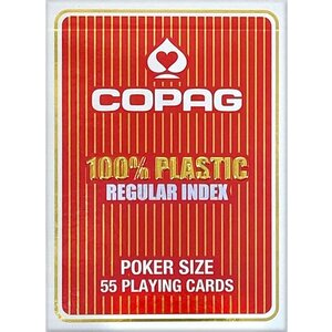 Copag Copag 100% Plastic Poker Normal Faces Red - Playing Cards