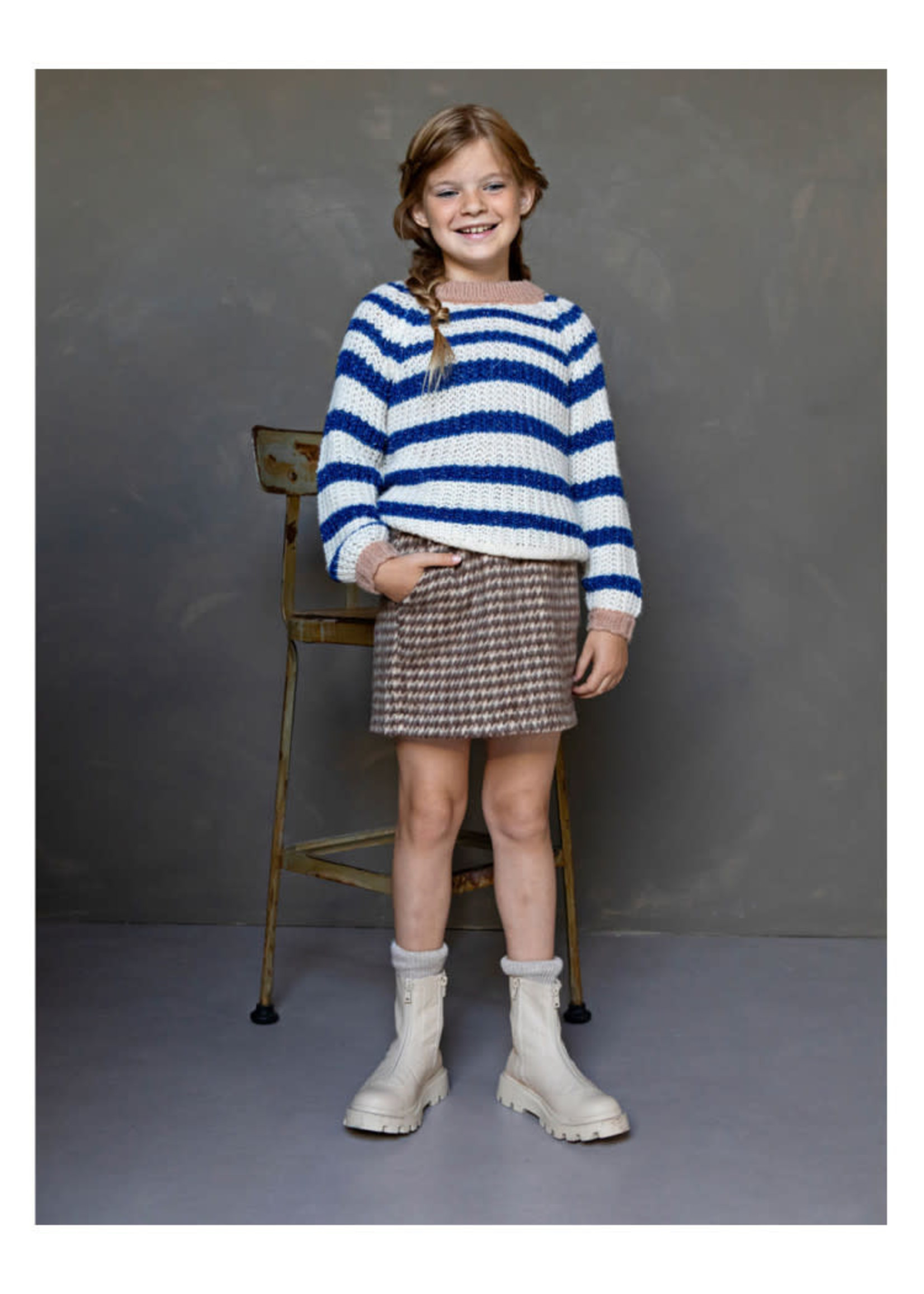 Like Flo Like Flo-Flo girls knit sweater kobalt lurex stripe