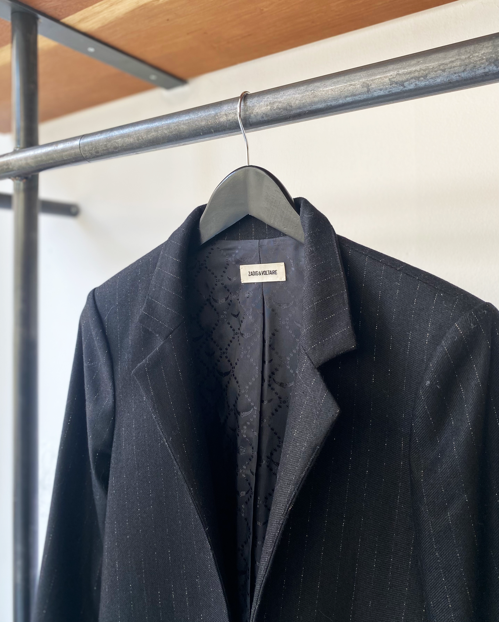 Zadig & Voltaire metalized wool blend jacket size 38