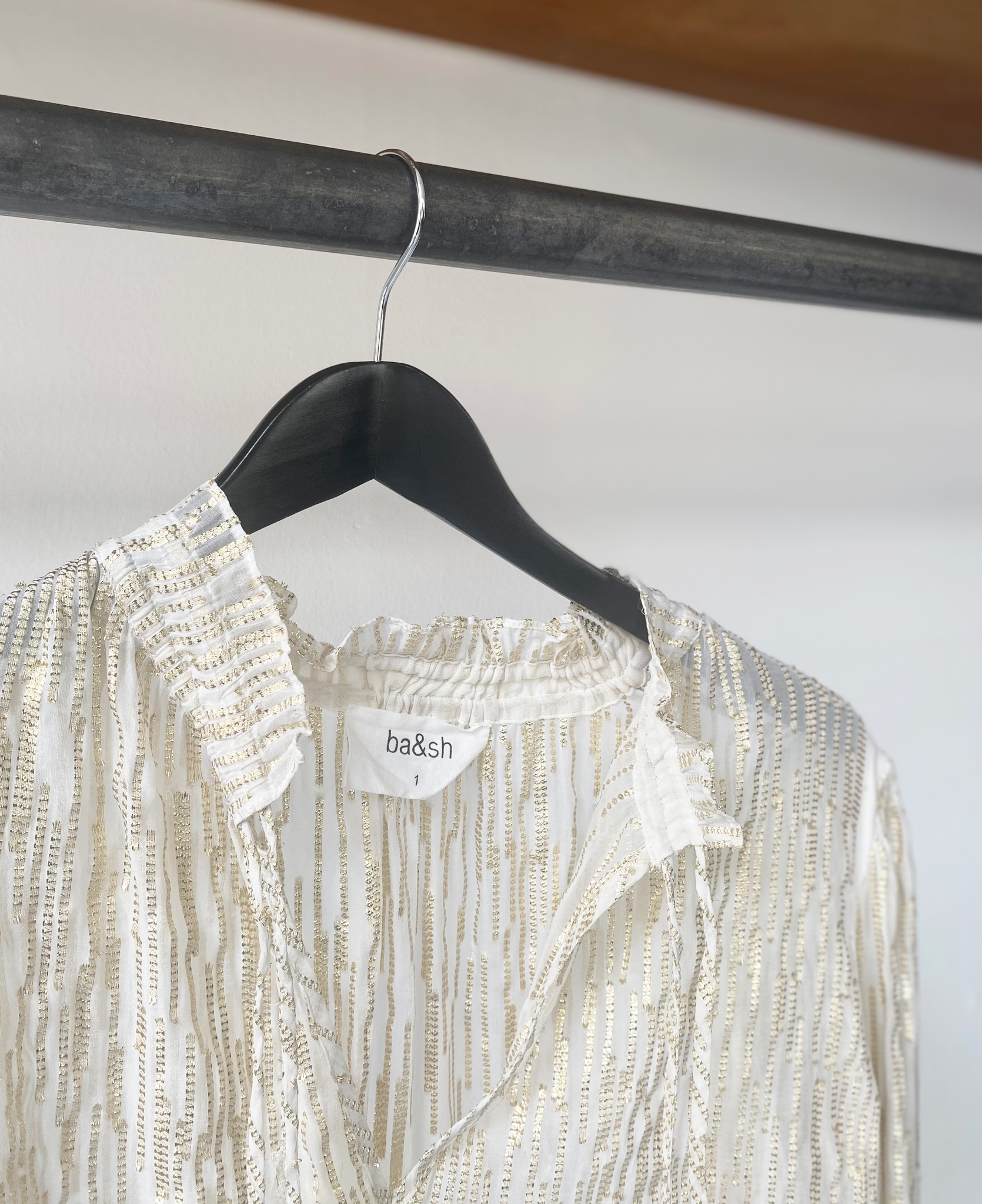 ba&sh silk blend metallised top size S