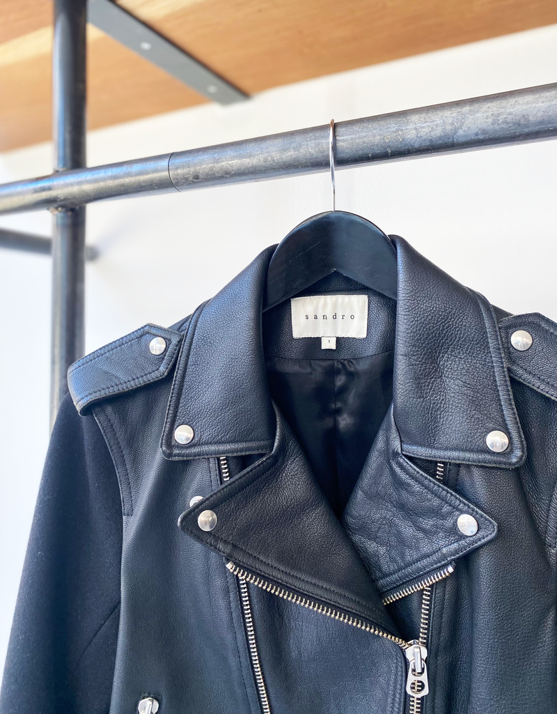 Sandro black goat leather jacket size 1 (S)