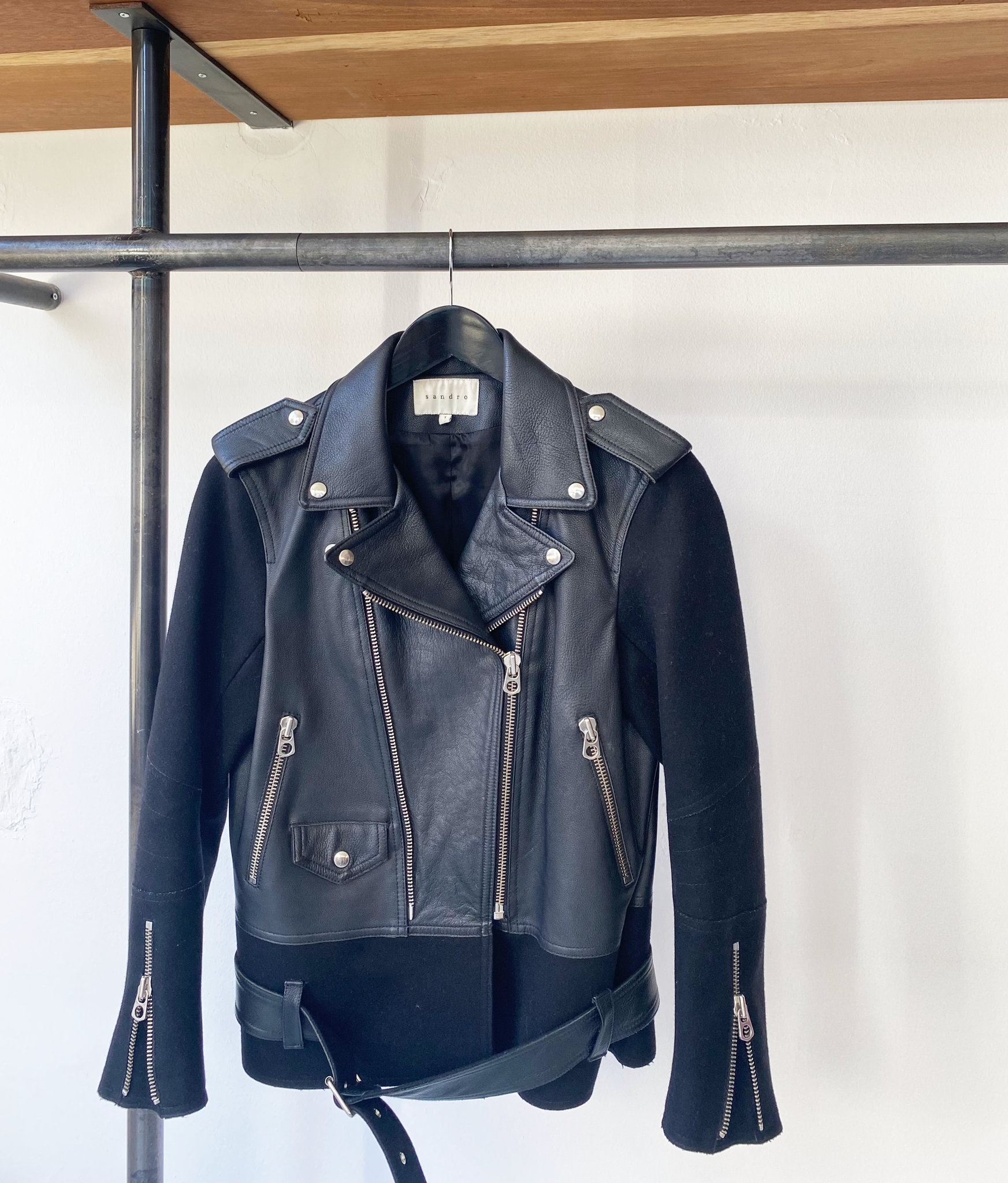 Sandro black goat leather jacket size 1 (S)