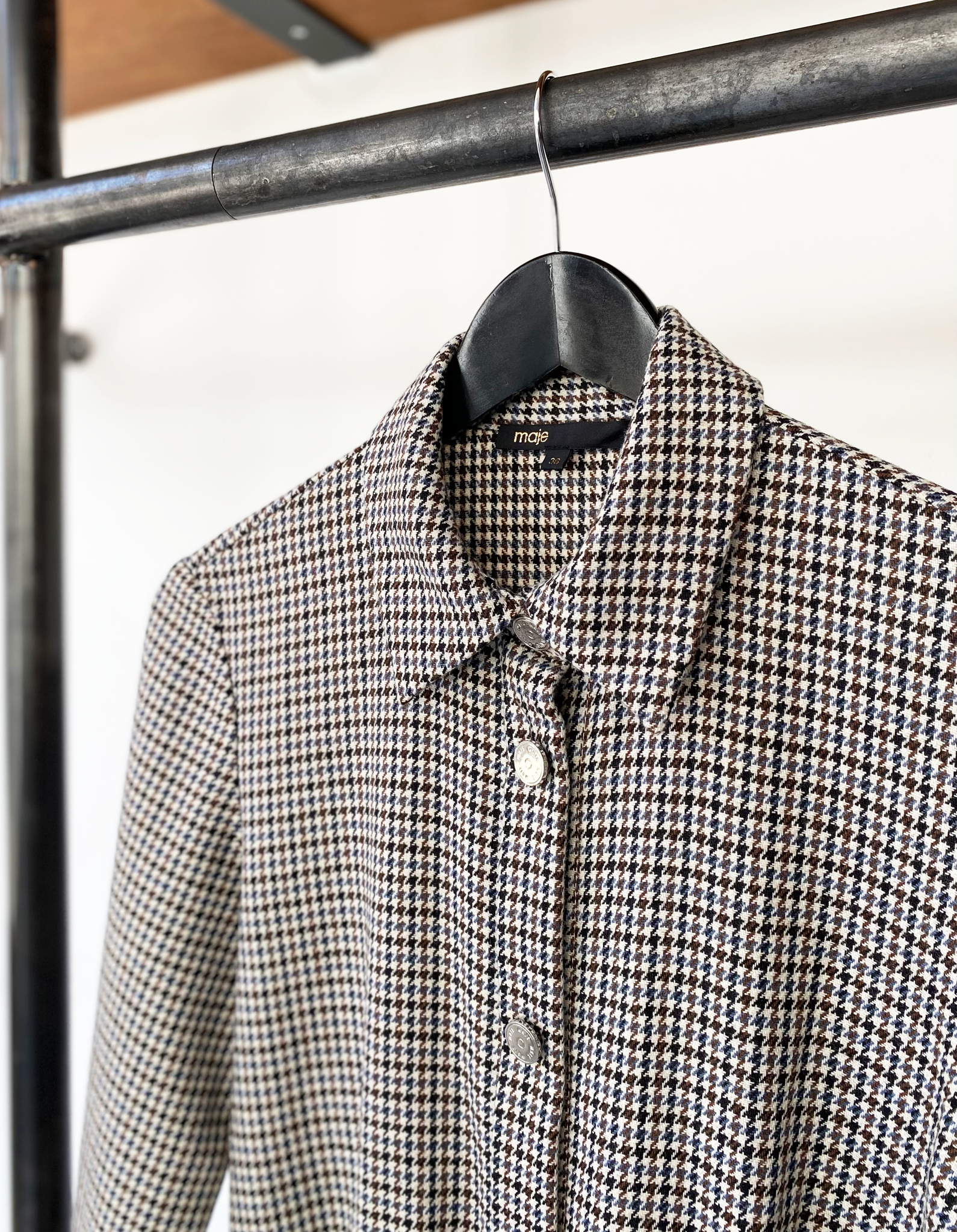 Maje wool blend houndstooth jumpsuit size 36