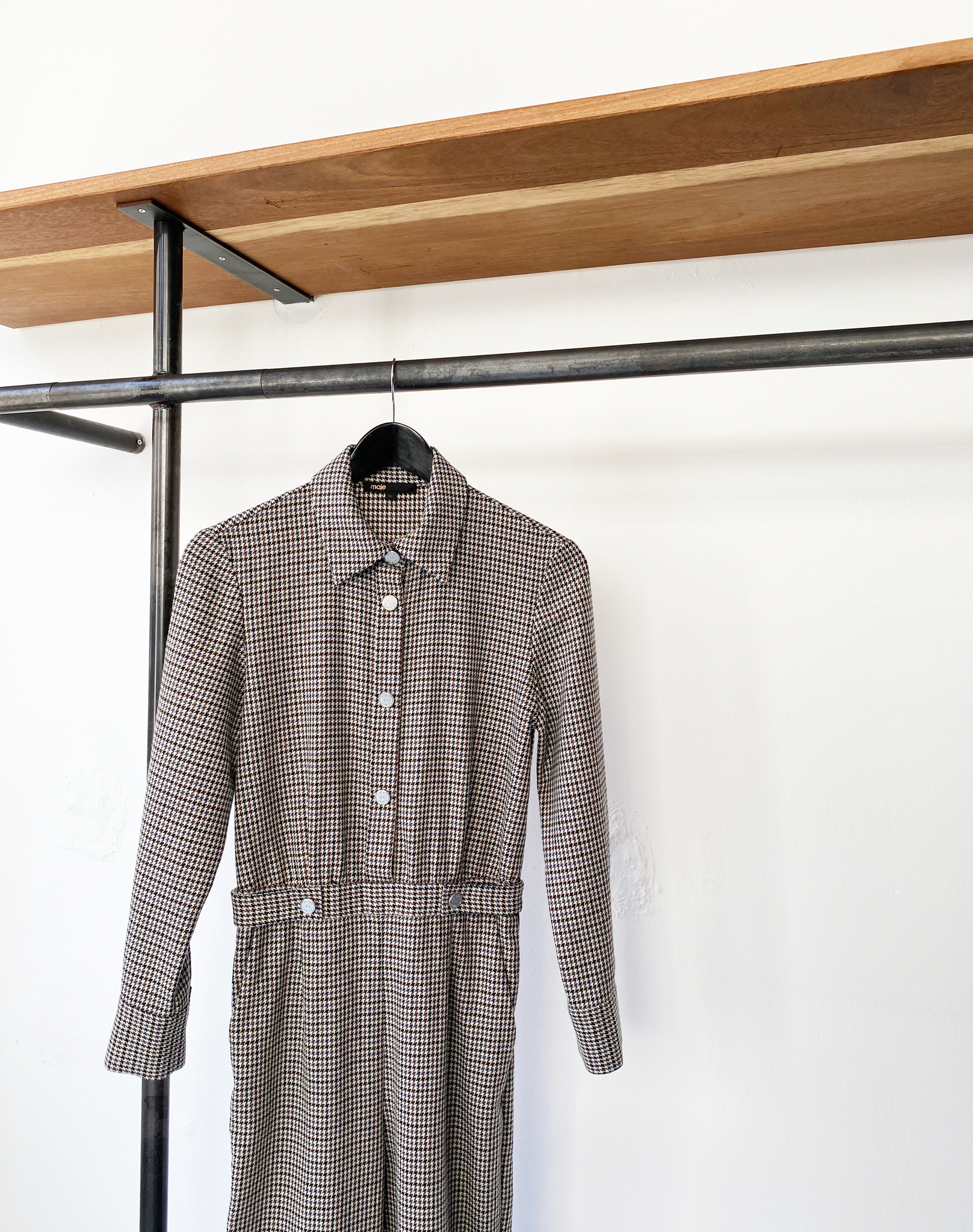 Maje wool blend houndstooth jumpsuit size 36